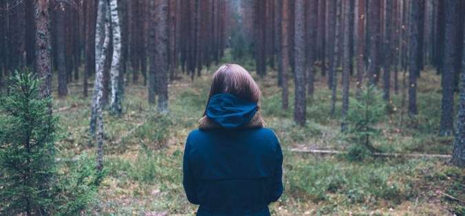 woman in woods